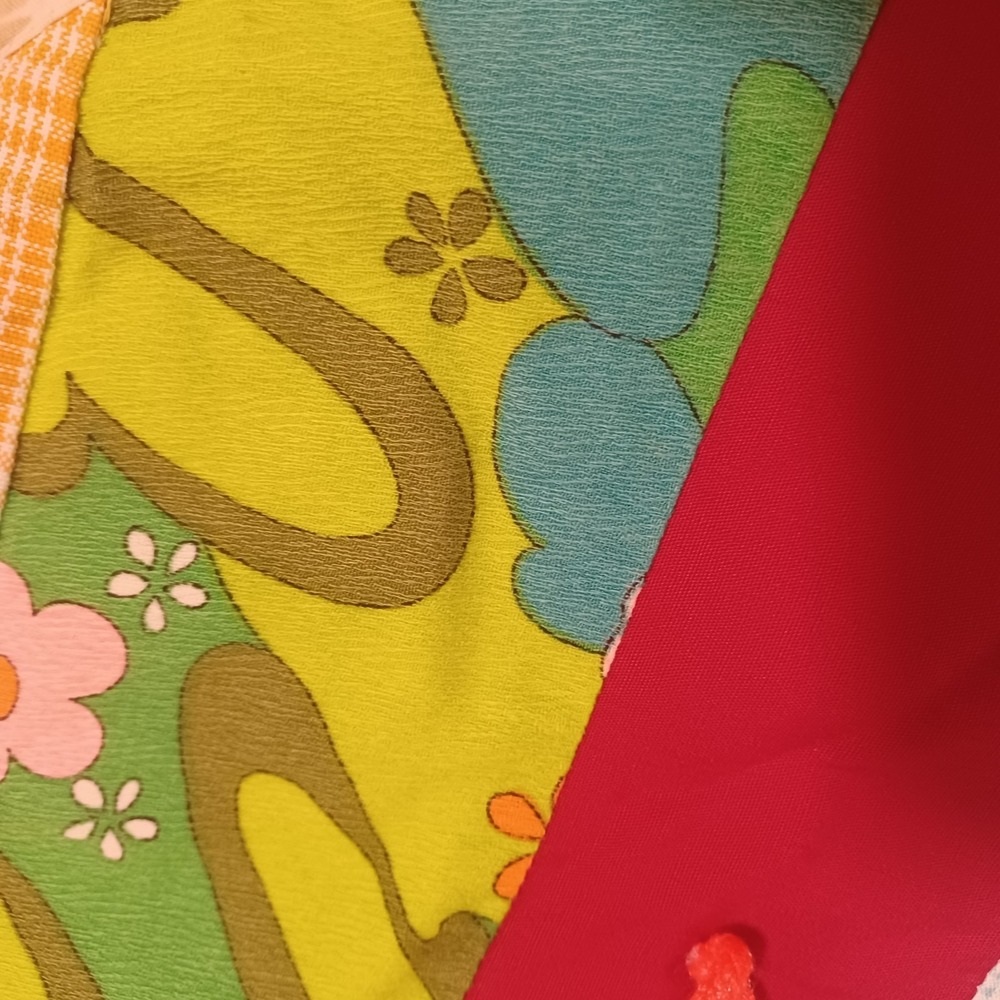 Vintage Handmade Crazy String Scrap Quilt Mid‎ Century Patchwork Barkcloth - Picture 12 of 14